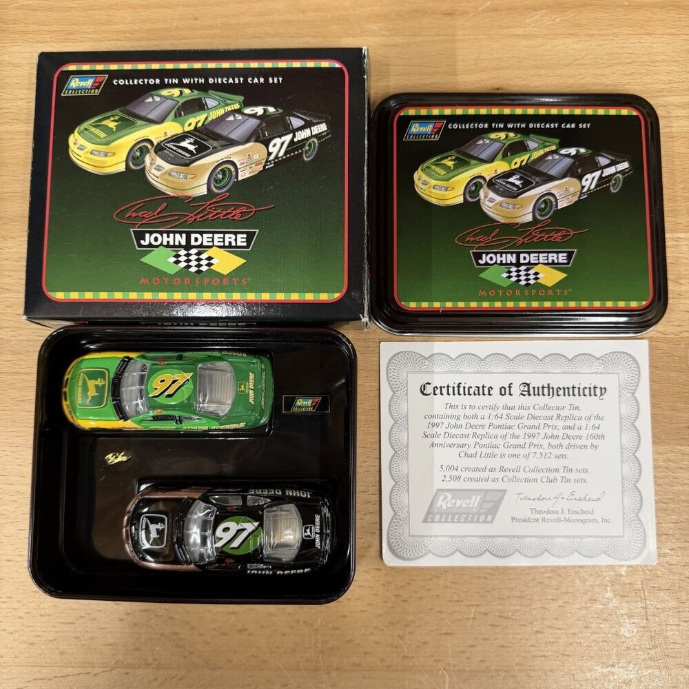 VTG NEW 1997 REVELL 1:64 NASCAR CHAD LITTLE DIECAST SET JOHN DEERE REPLICA TIN
